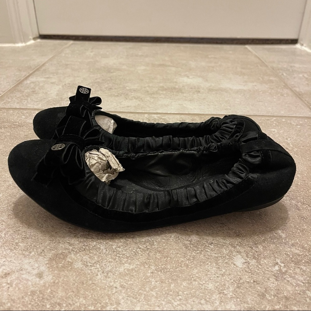 Black Velvet and Silk Tory Burch Flats - Picture 4 of 5